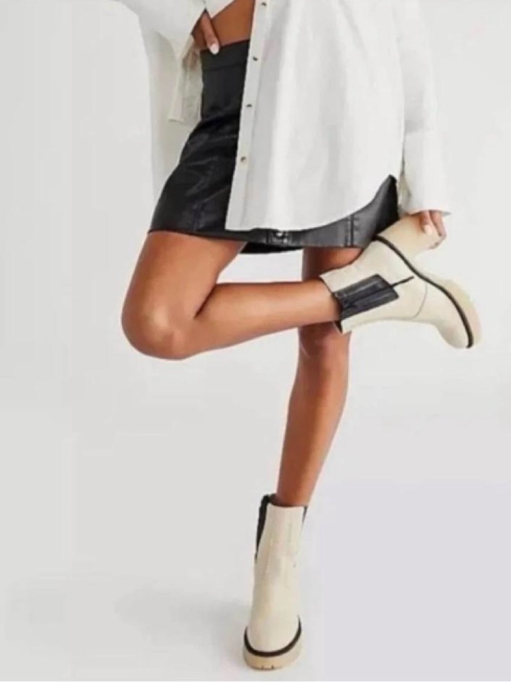 Free People James Chelsea White Leather Boots EU 38 US 8 BNIB